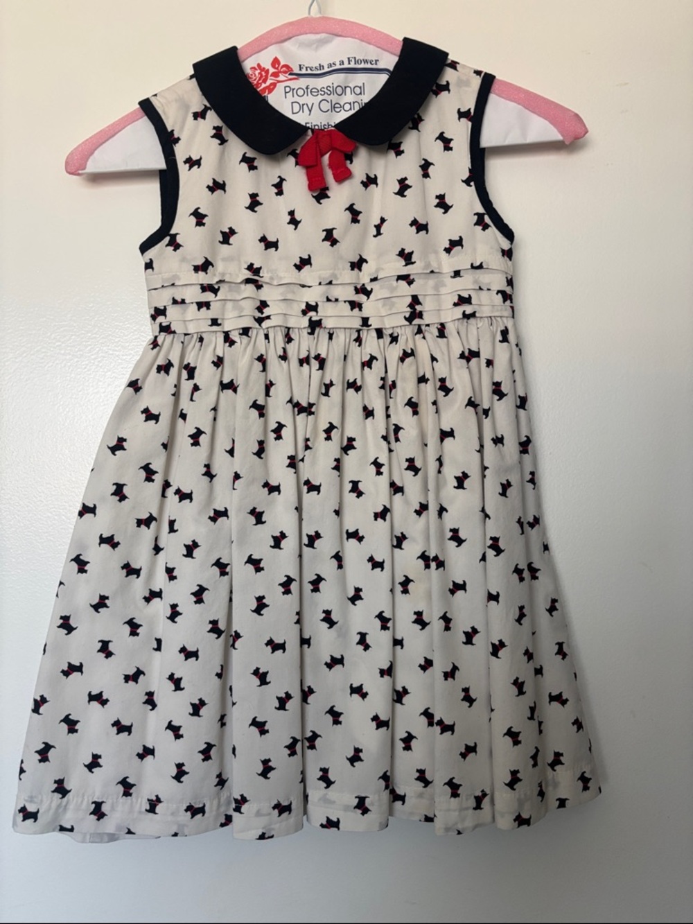 GAP Cream Dress with Black Trim and Red Bow Accent